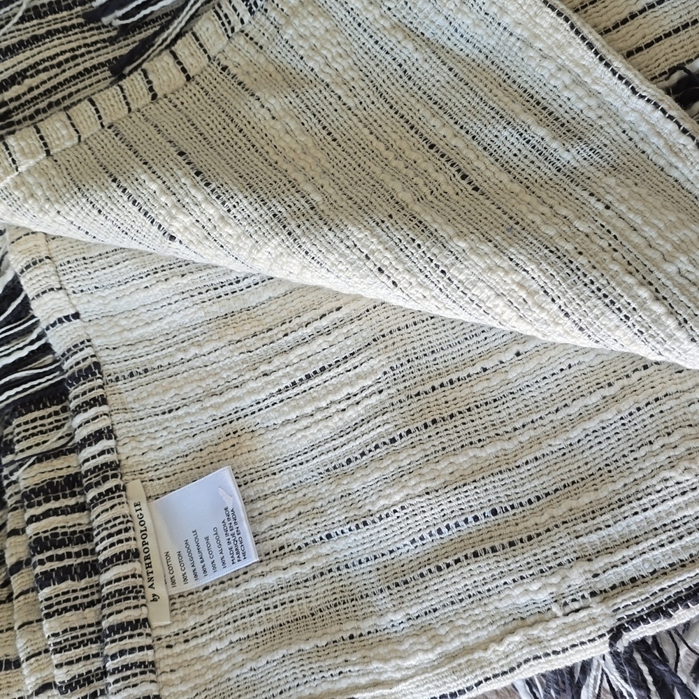 Anthropologie Boho 100% Cotton Fringe Throw| NWOT - Picture 7 of 9